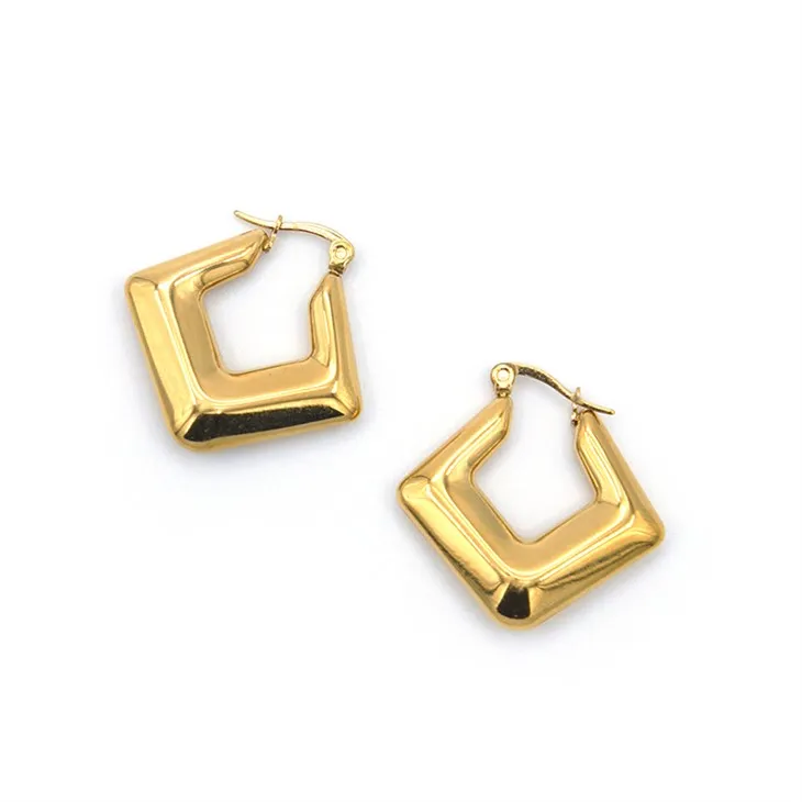 Gull Rhomboid Hoop øredobber