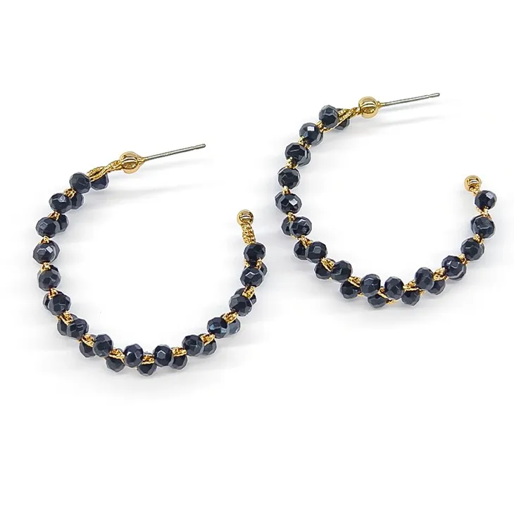 Black Beads Hoop øredobber