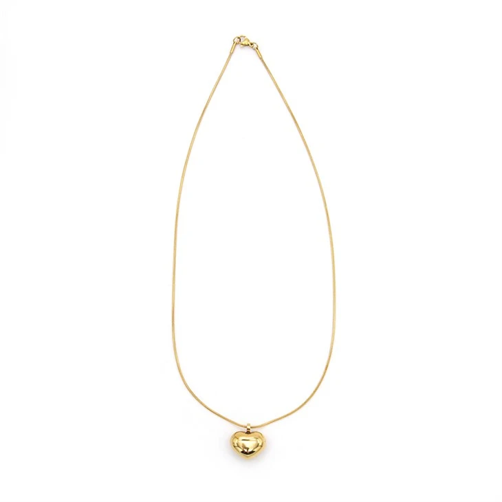 Gold Puffed Heart Charm Necklace Gold Puffed Heart Charm Necklace