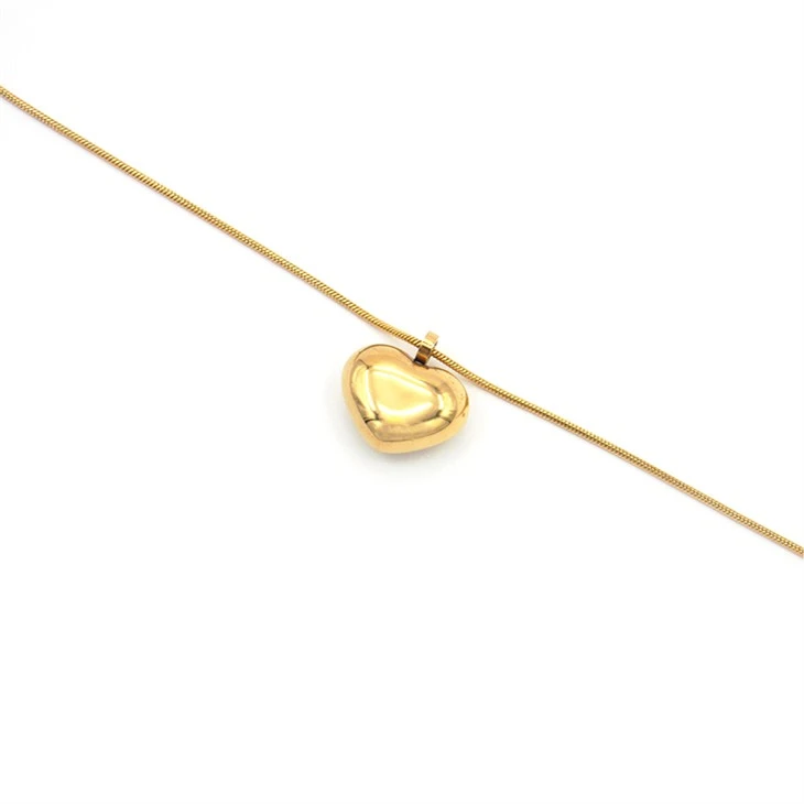 Gold Puffed Heart Charm Necklace Gold Puffed Heart Charm Necklace